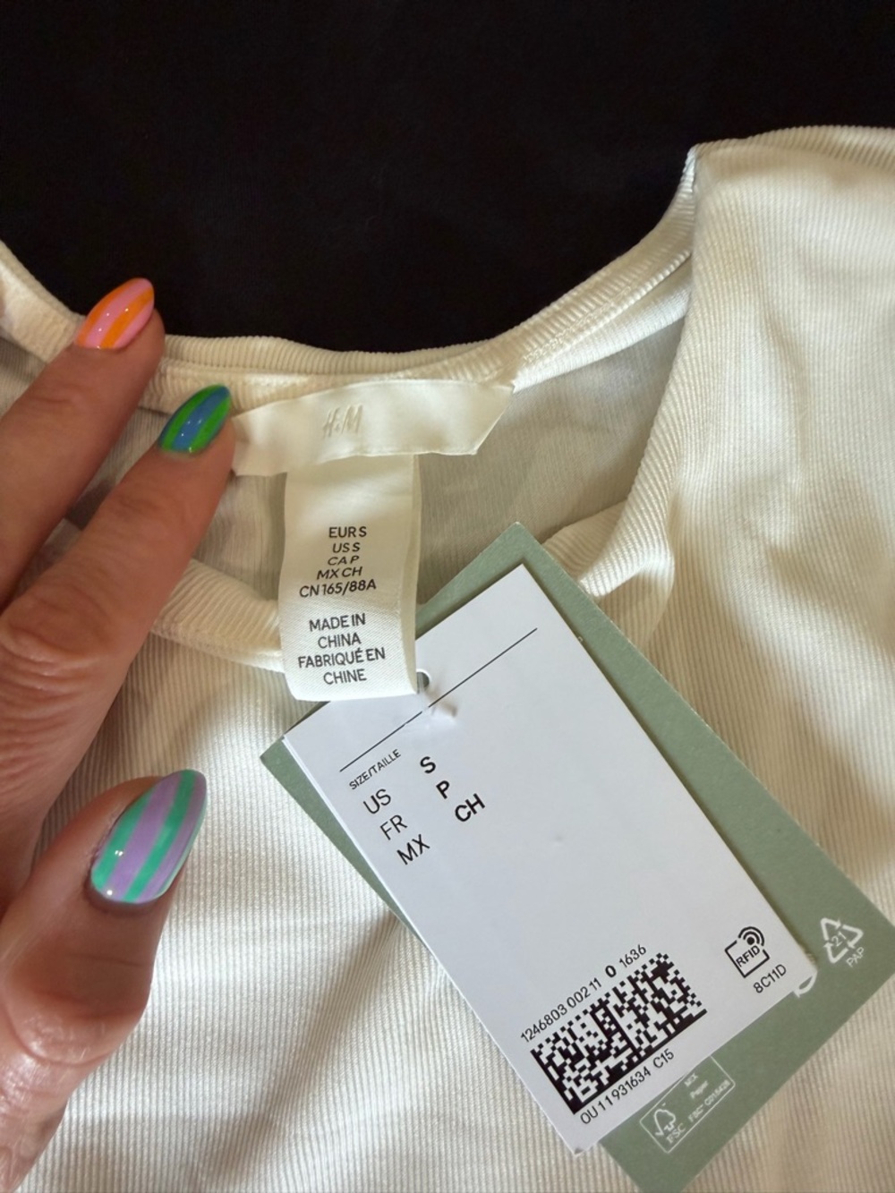 H&M Long Sleeve Jersey Tops - Black, Brown, Cream - Picture 2 of 14